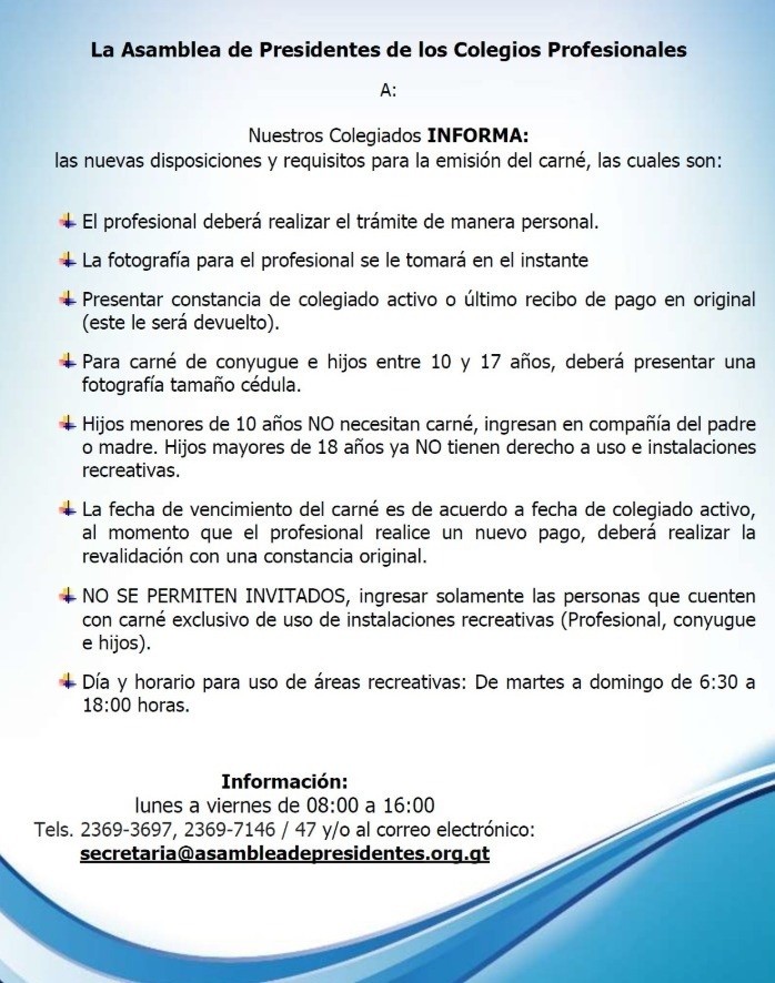 Requitos carné Asamblea