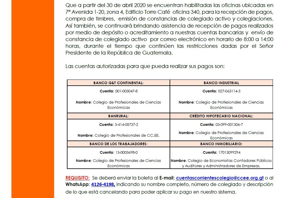 Atención en oficinas de Torre Café, zona 4.